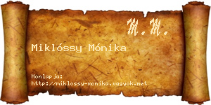 Miklóssy Mónika névjegykártya